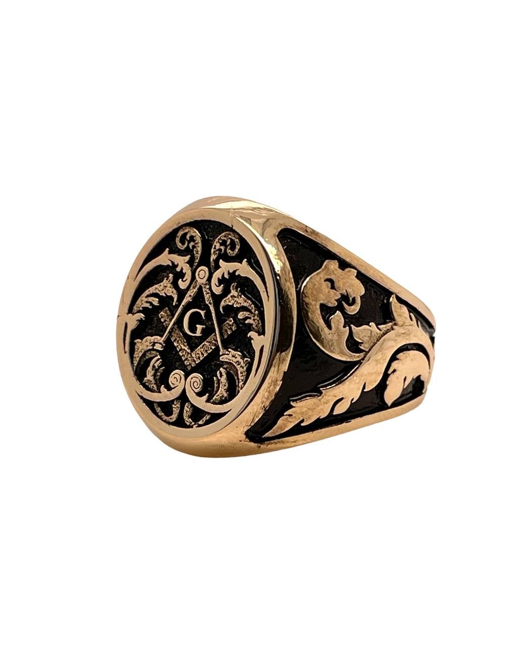 14k Solid Yellow Gold Masonic Freemason Men's Ring 13.8 Grams