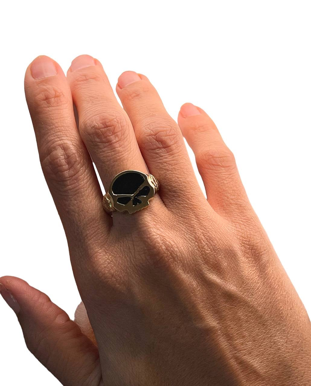 14k Solid Yellow Gold Skull Men's Bikers Ring 12.1 Grams