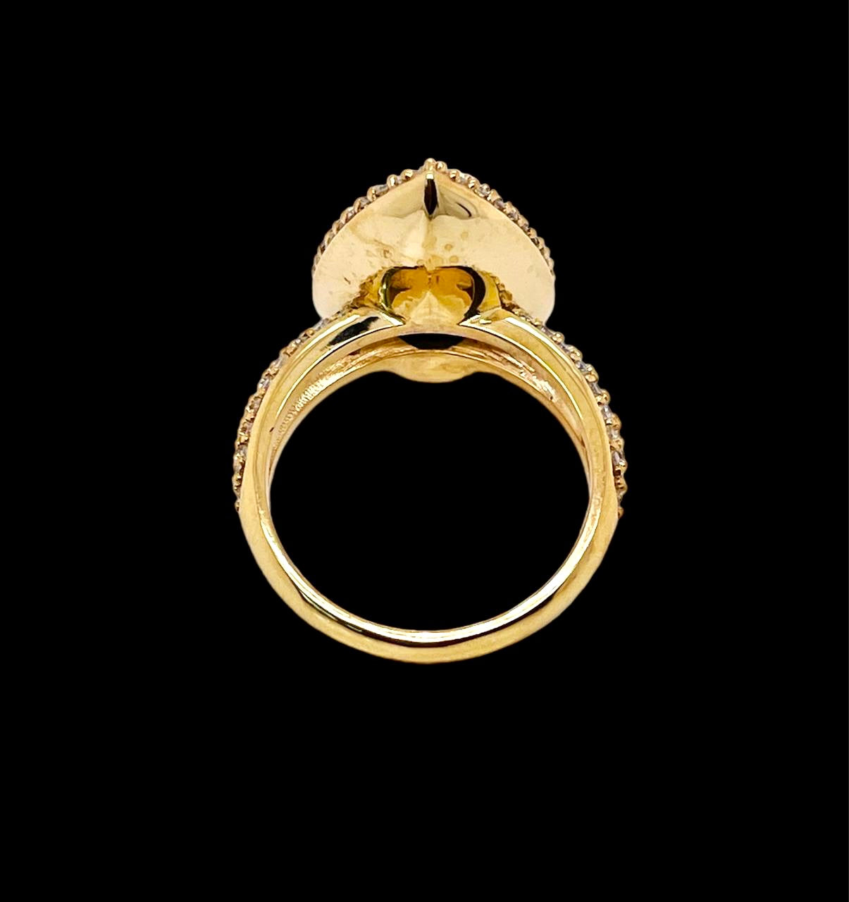GIA Certified 3.24 tcw Natural Pear Colombian Emerald and Diamond 18k Gold Ring
