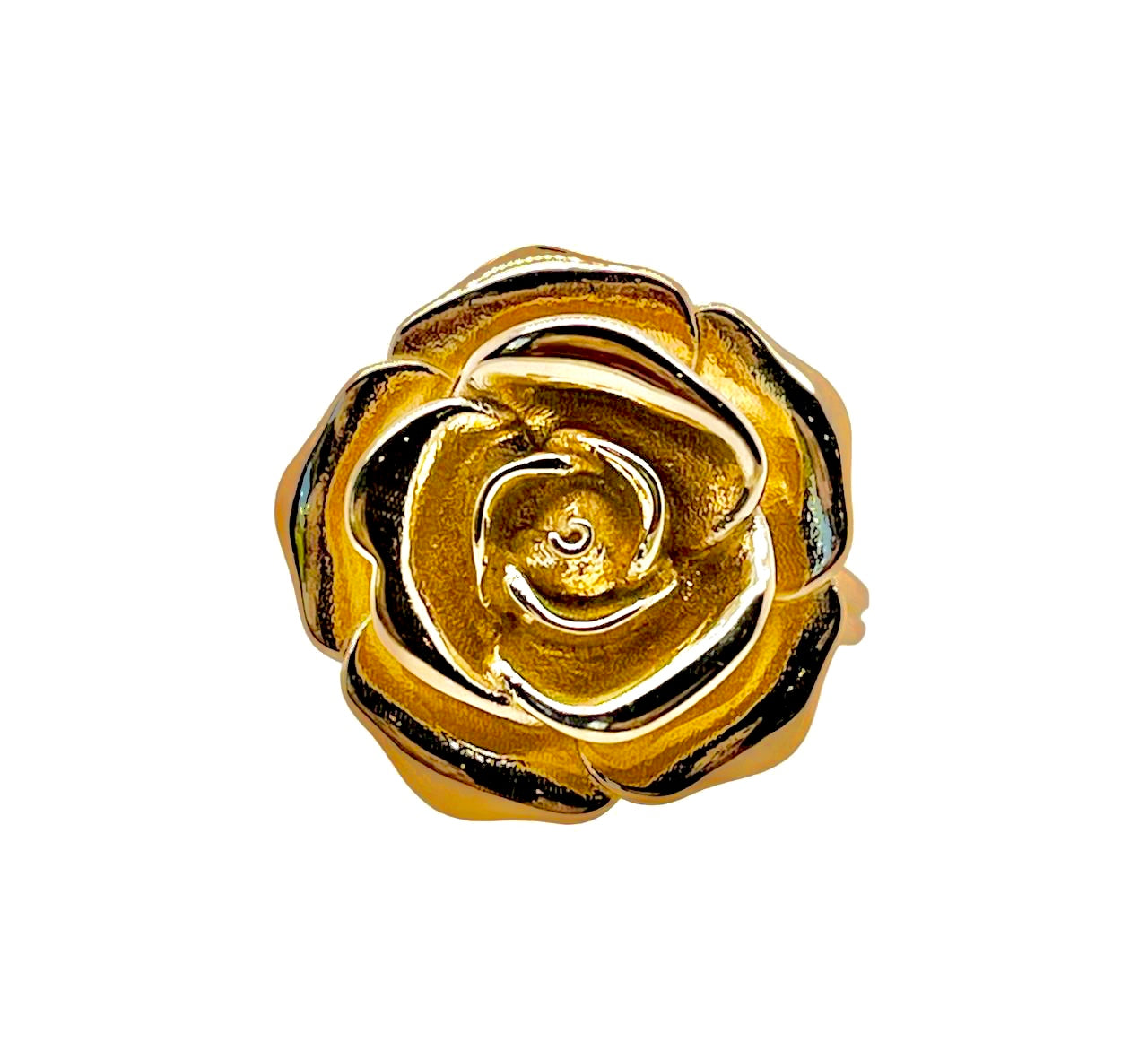 14K Solid Yellow and Rose Gold Rose Flower Women Ring 11.4 Grams