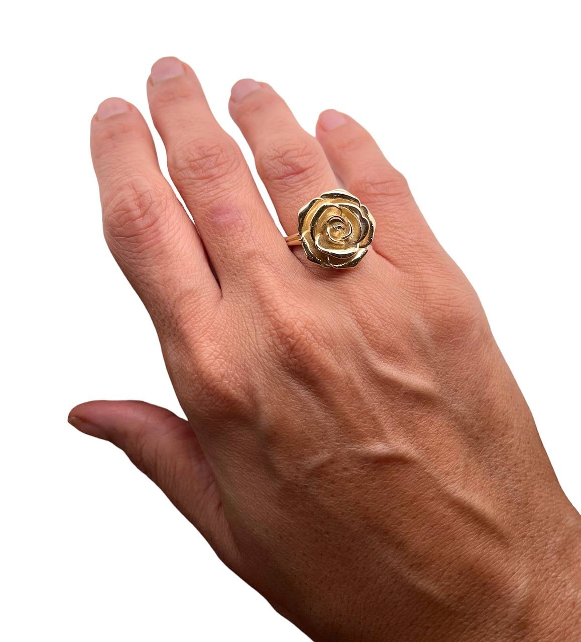 14K Solid Yellow and Rose Gold Rose Flower Women Ring 11.4 Grams