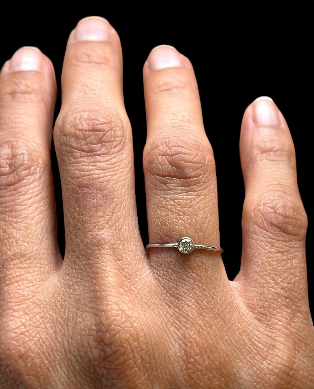 14k Yellow White Rose Gold Natural Diamond Bezel Set Diamond Solitaire Ring