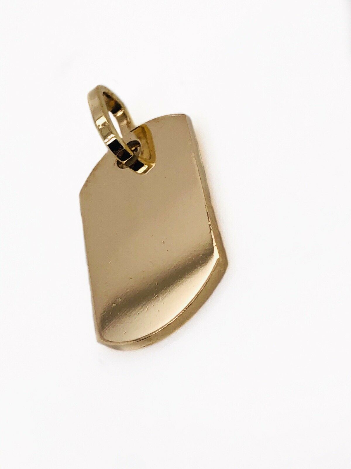 Mens 10K Solid Yellow Gold Custom Dog Tag Charm Pendant, 1", 4 Grams
