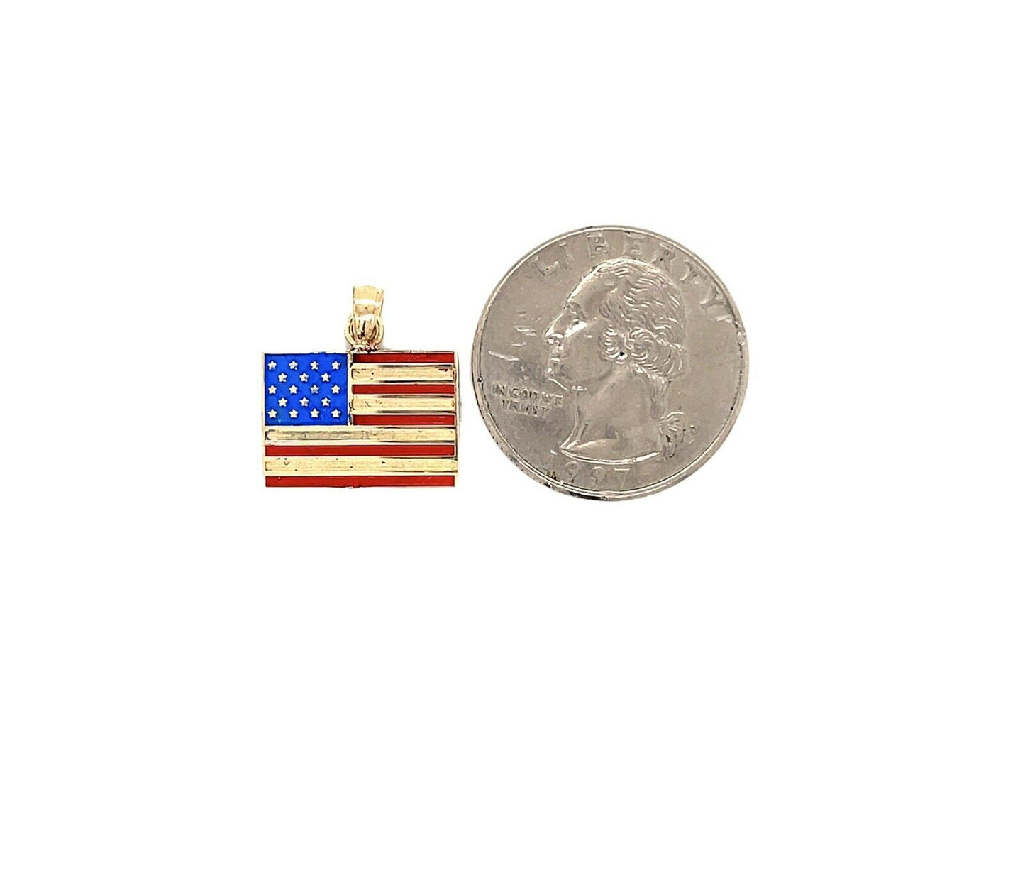 14k Yellow Gold Enameled United States Flag Pendant