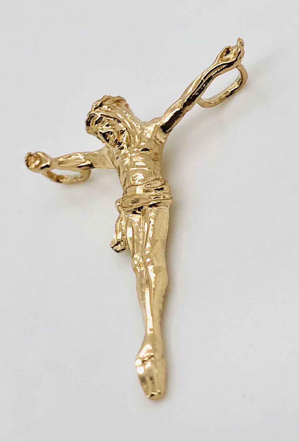 14k Yellow Gold Jesus Christ Open Hand Cross Crucifix Pendant Men/Women 1.26"