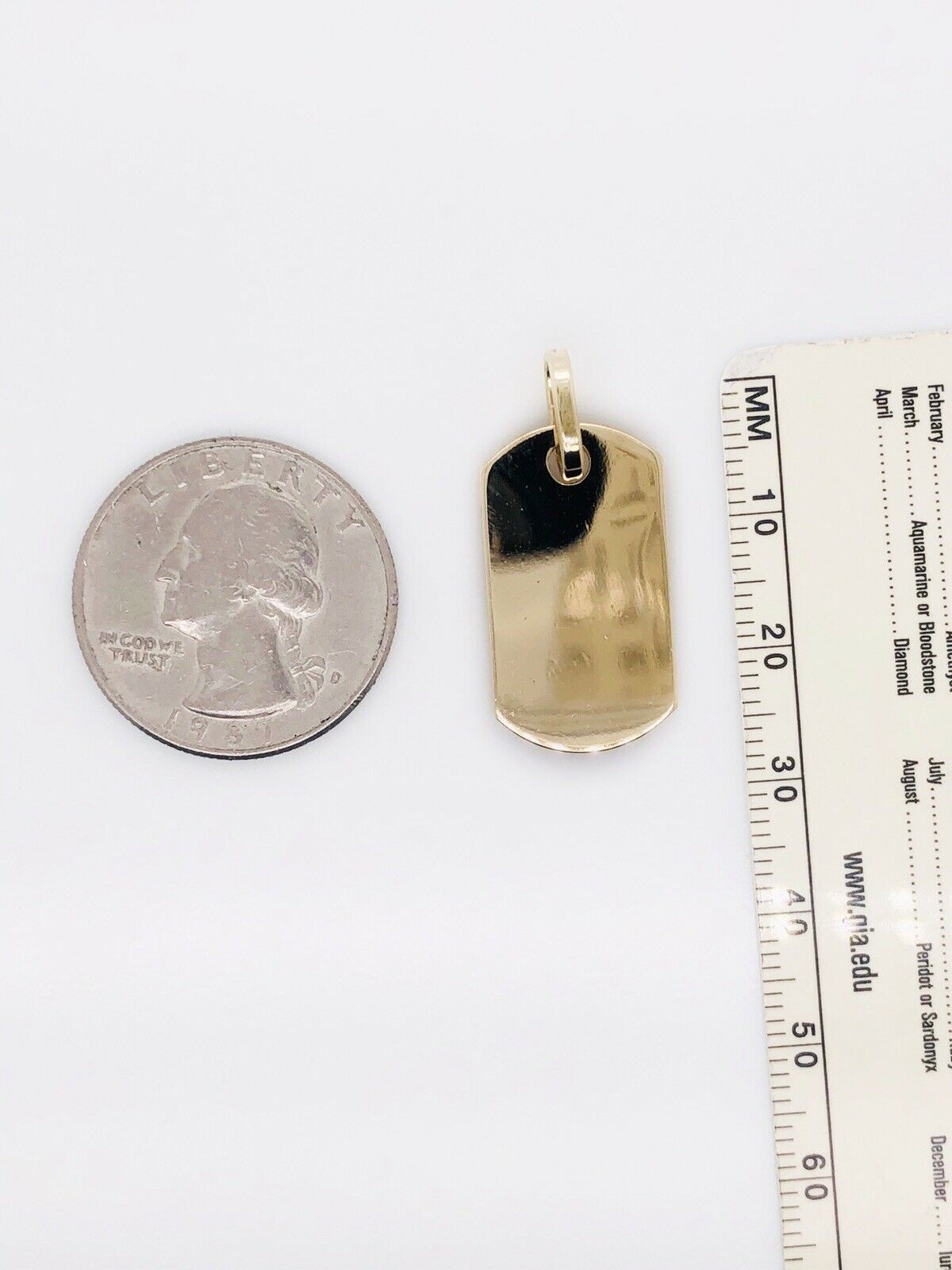 Mens 10K Solid Yellow Gold Custom Dog Tag Charm Pendant, 1", 4 Grams