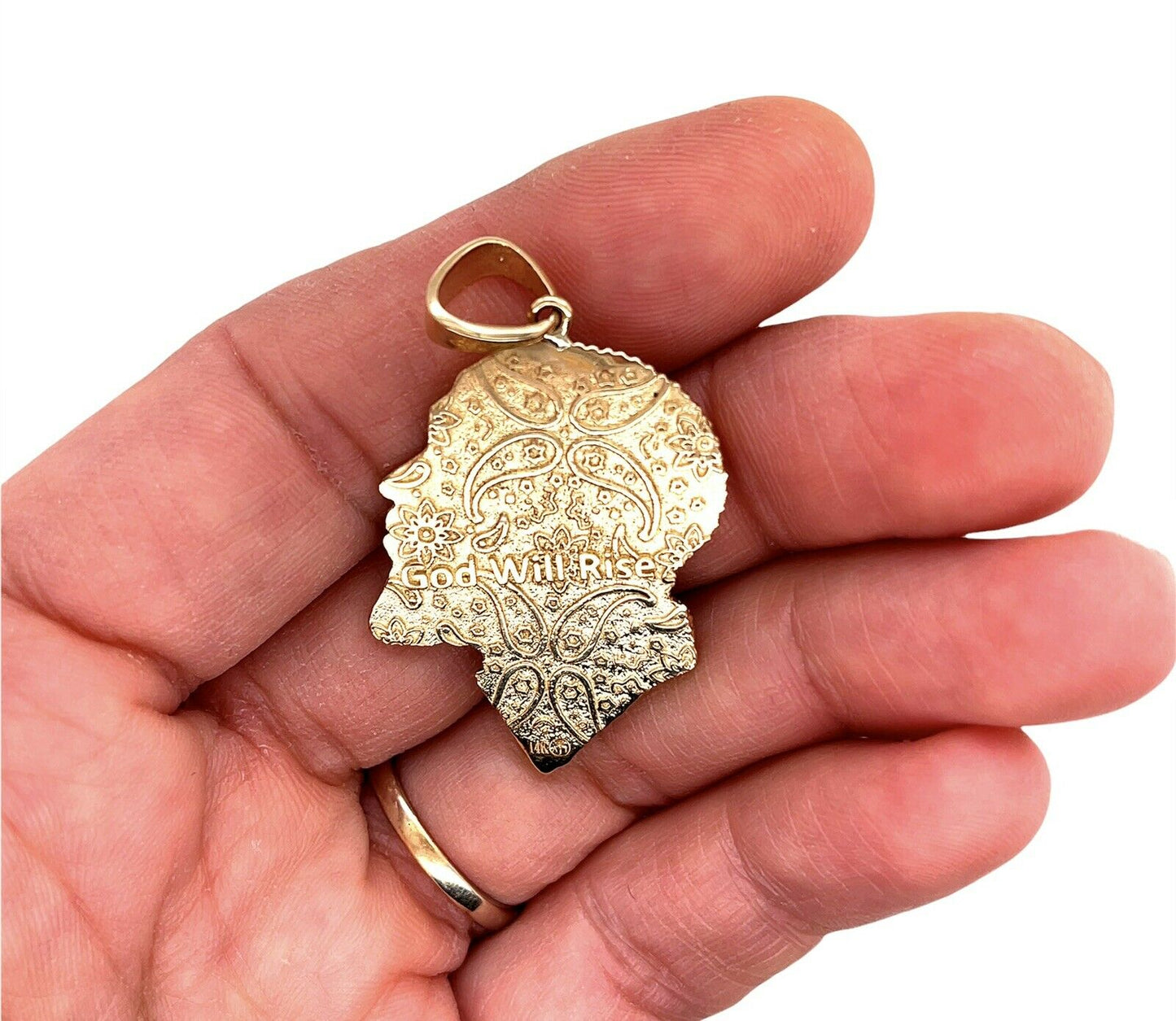 Mens 14k Solid Yellow Gold Nipsey Hussle Head Face Pendant 1.5"