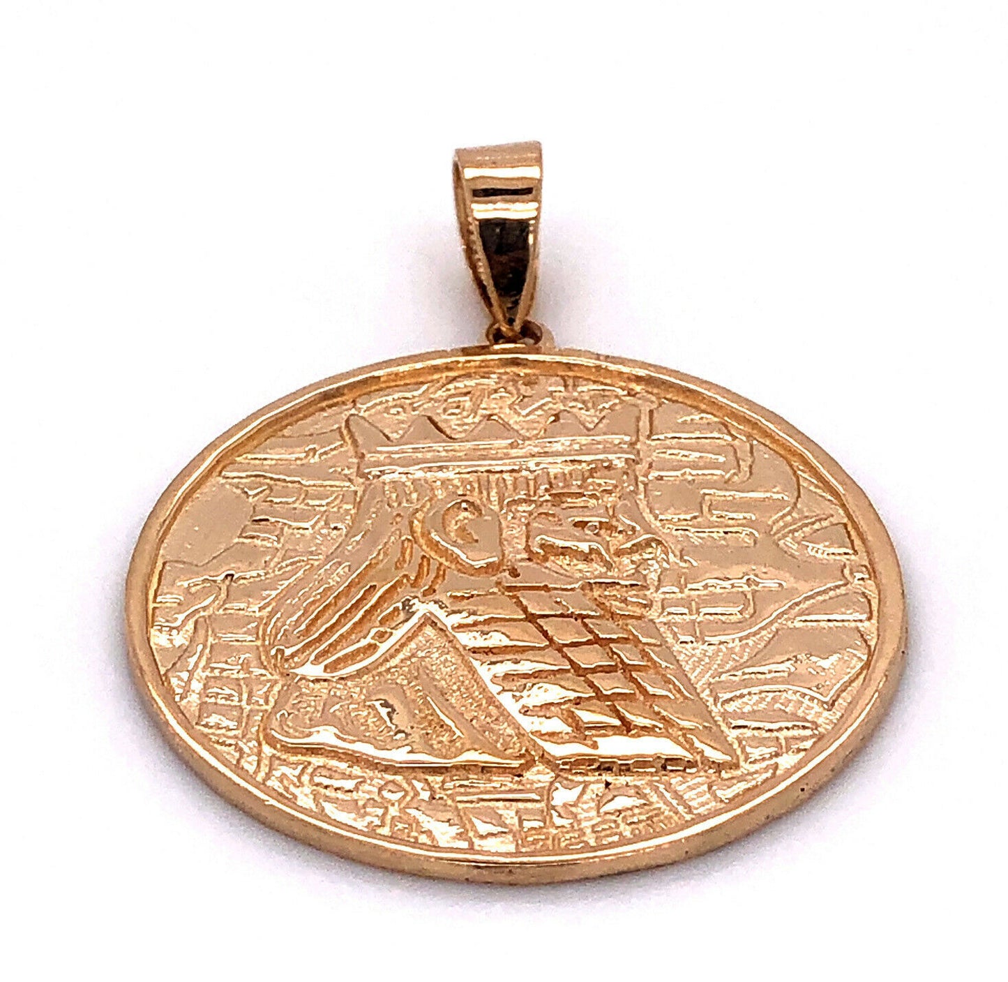 18k Yellow Gold Cyrus The Great Achaemenid King Round Pendant 1st. Human Right