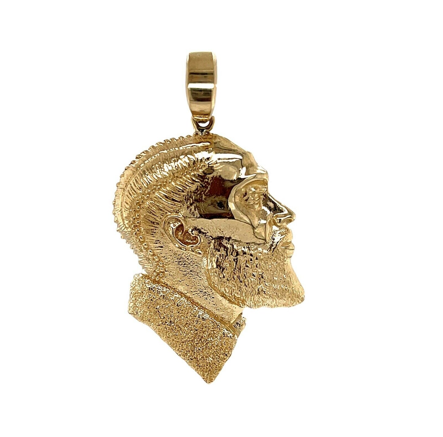 Mens 14k Solid Yellow Gold Nipsey Hussle Head Face Pendant 1.5"