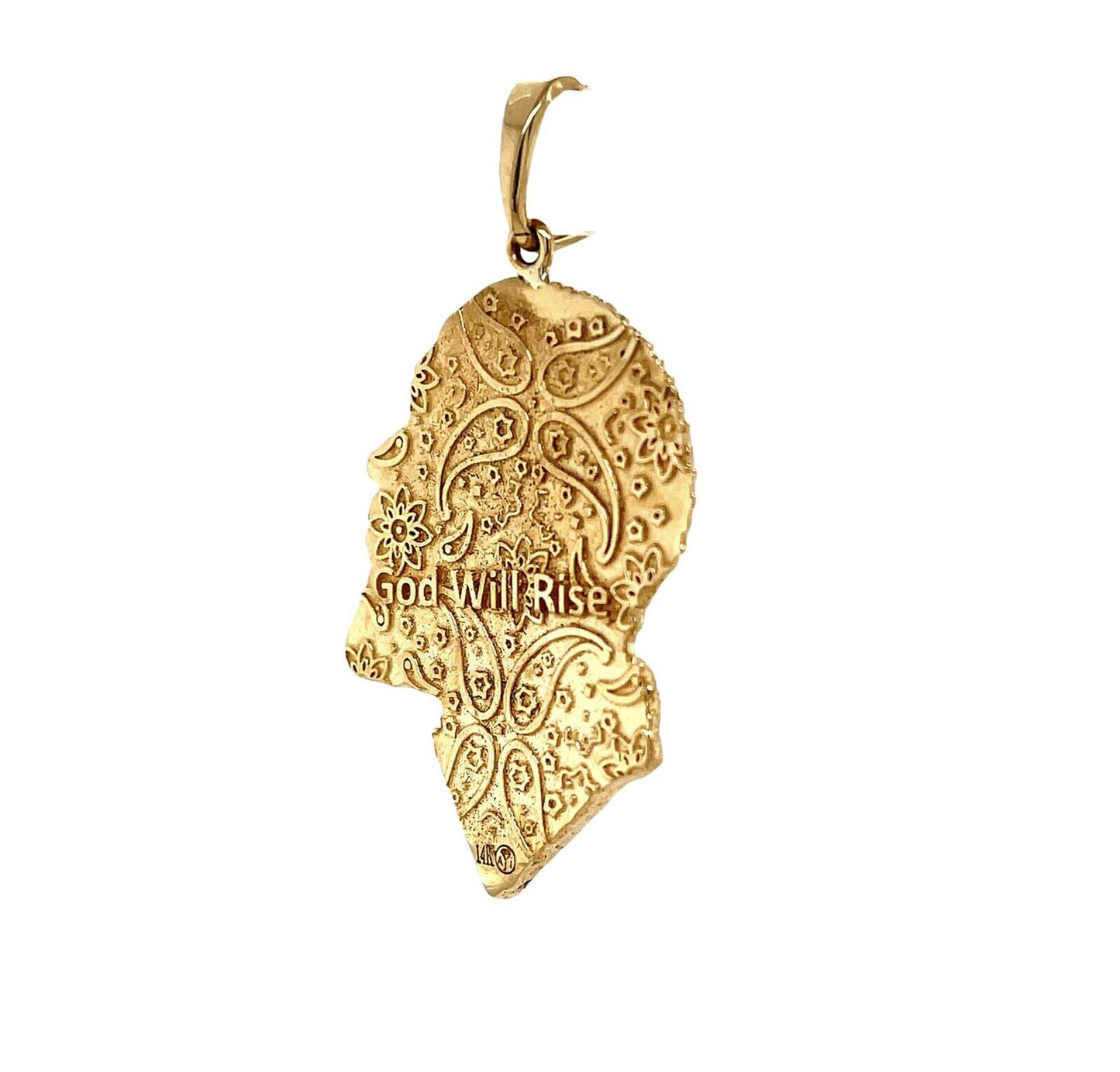 Mens 14k Solid Yellow Gold Nipsey Hussle Head Face Pendant 1.5"