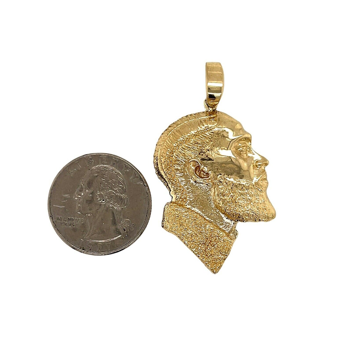 Mens 14k Solid Yellow Gold Nipsey Hussle Head Face Pendant 1.5"