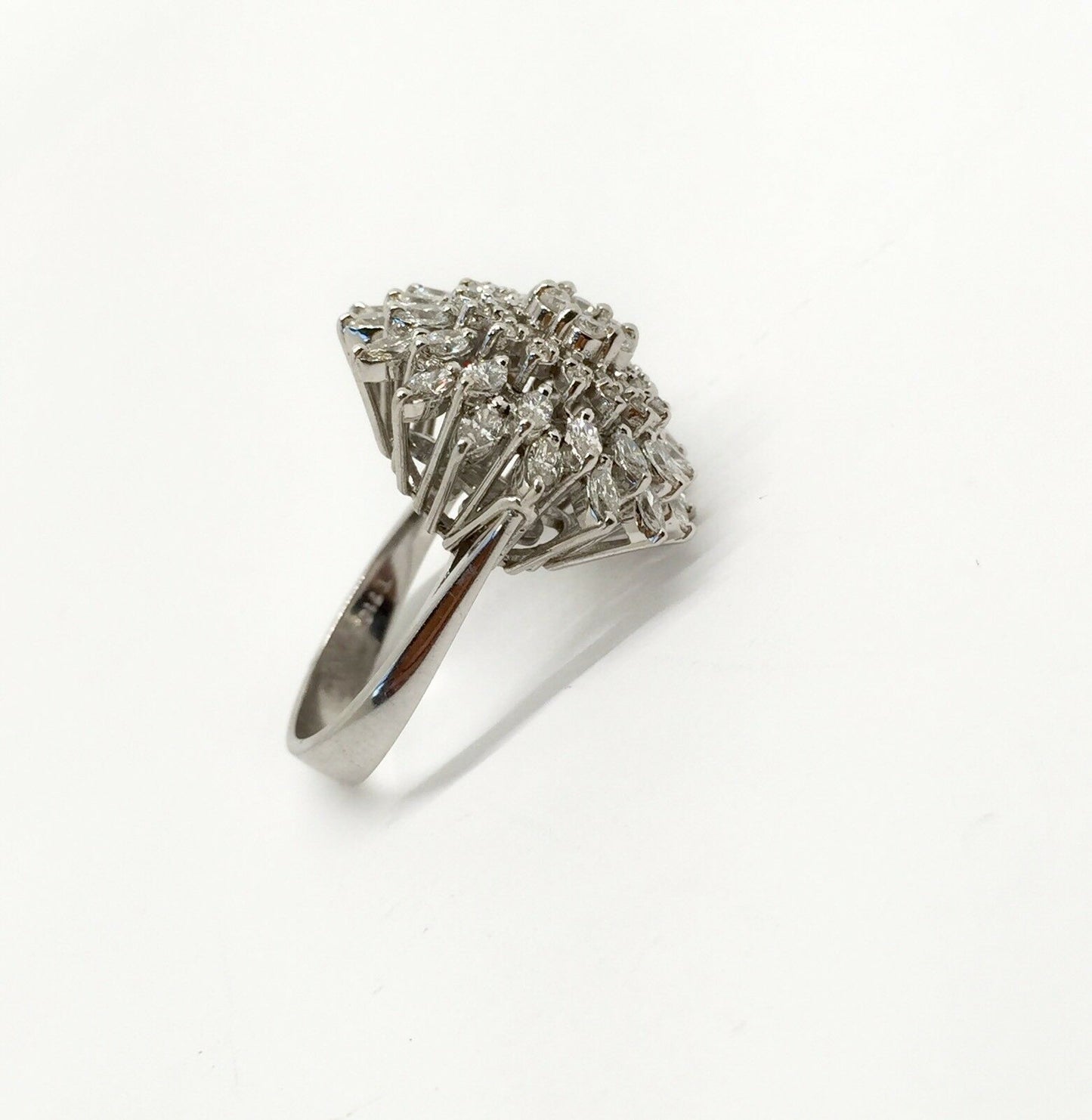 2.68 TCW Natural Diamond Wide Cluster Ring Round & Marquise HSI1 Size 7