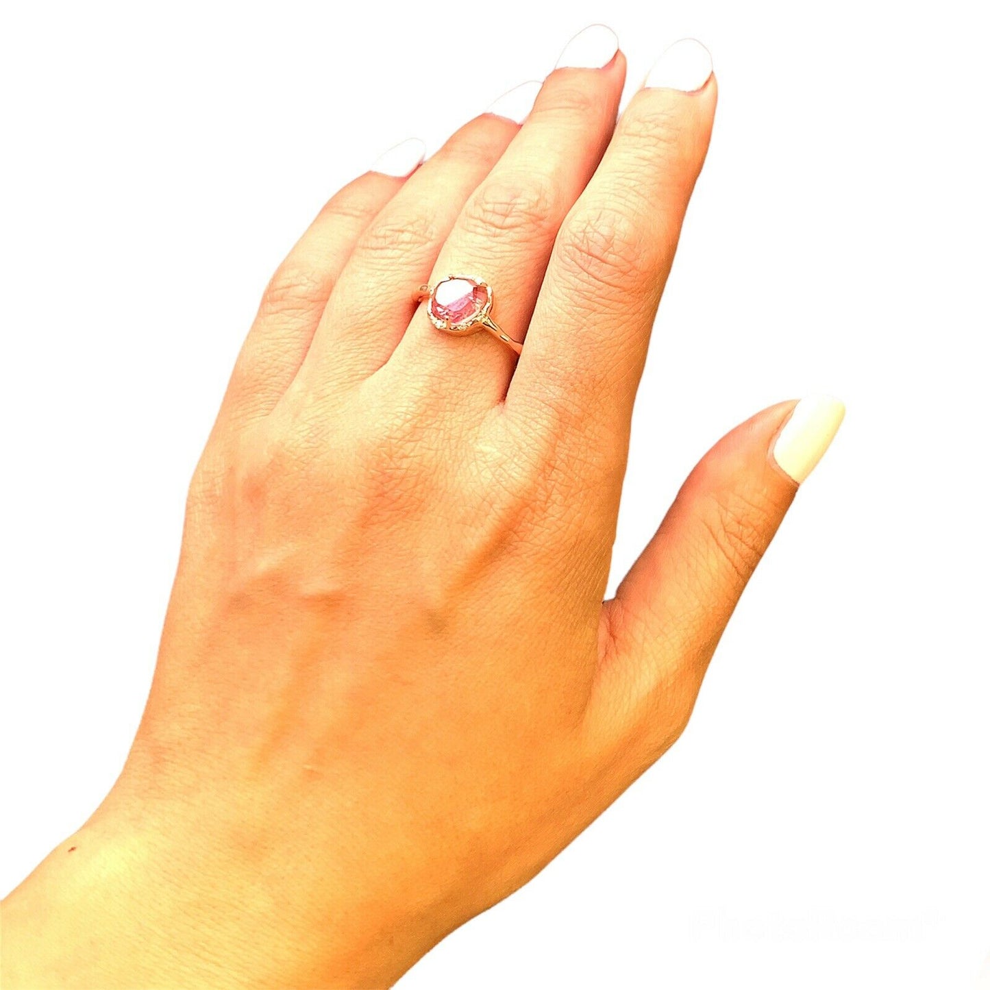 Custom 14k Rose Gold 2.16 Ct Natural Diamond & Special Cut Pink Tourmaline Ring
