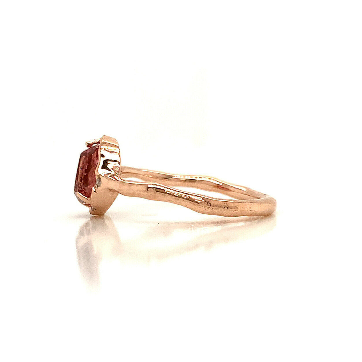 Custom 14k Rose Gold 2.16 Ct Natural Diamond & Special Cut Pink Tourmaline Ring