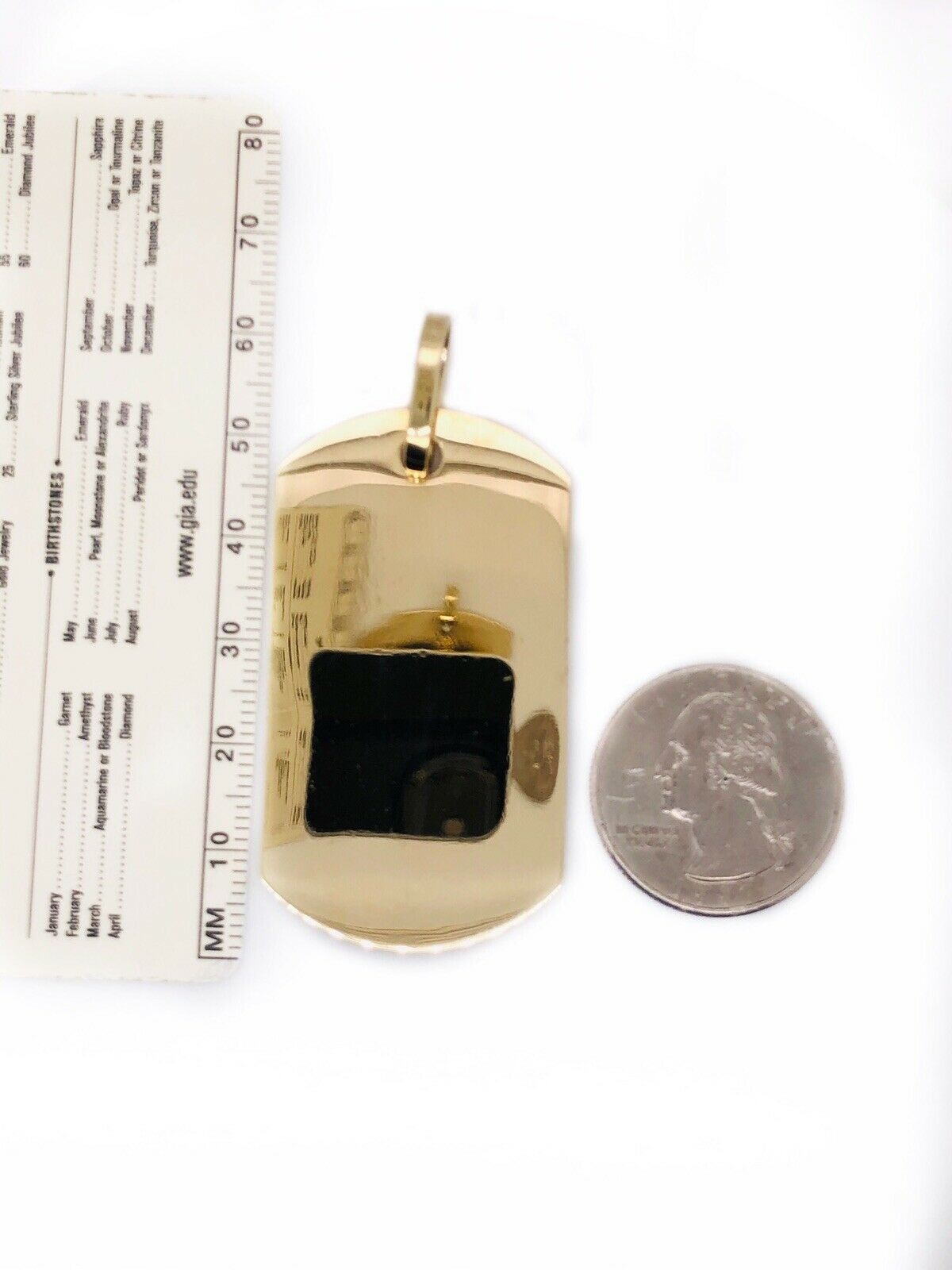 Mens 10K Solid Yellow Gold Custom Large Dog Tag Charm Pendant 2.04" 15.4 Grams
