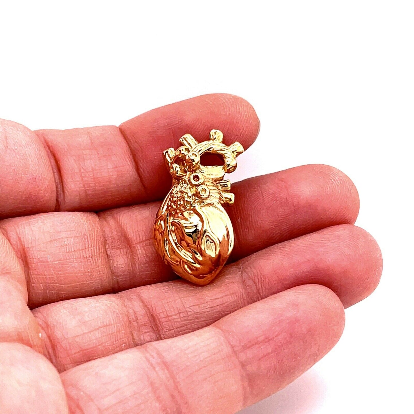 14k Gold Anatomical Human Heart 3D Model Anatomy Medical Pendant Custom Made