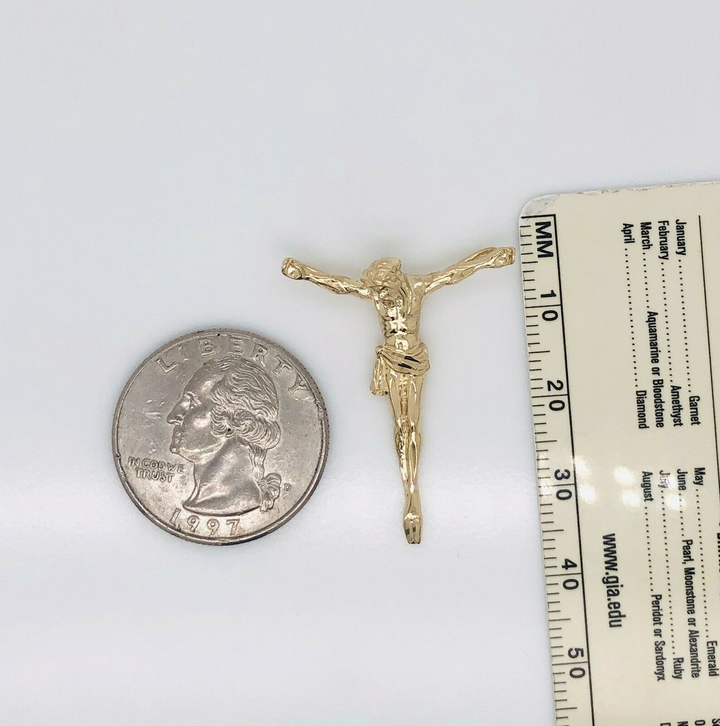 14k Yellow Gold Jesus Christ Open Hand Cross Crucifix Pendant Men/Women 1.26"