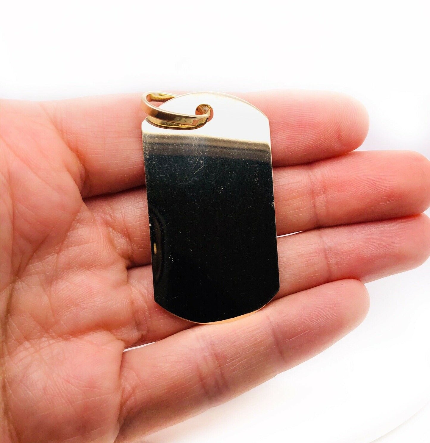 Mens 10K Solid Yellow Gold Custom Large Dog Tag Charm Pendant 2.04" 15.4 Grams