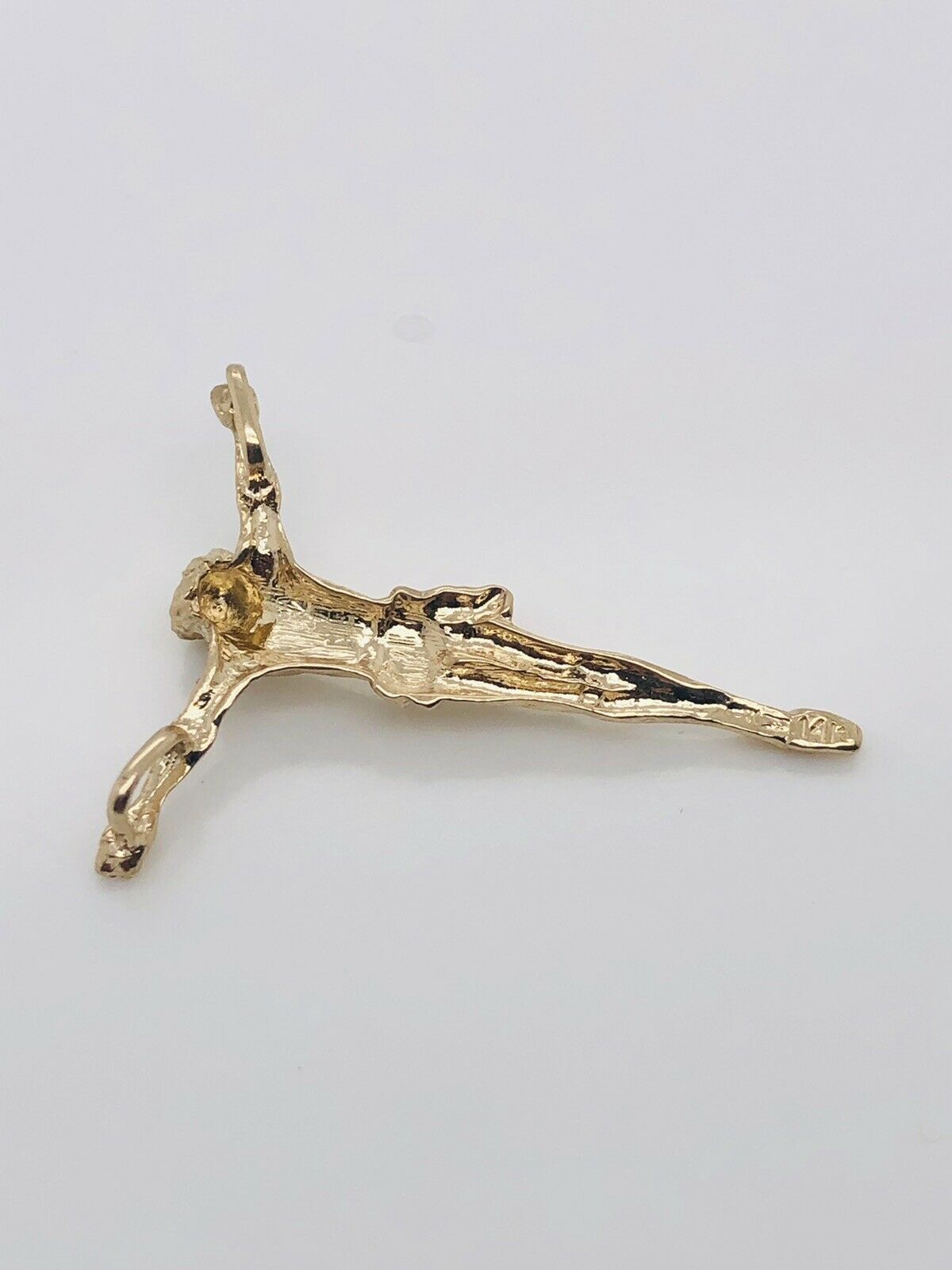 14k Yellow Gold Jesus Christ Open Hand Cross Crucifix Pendant Men/Women 1.26"