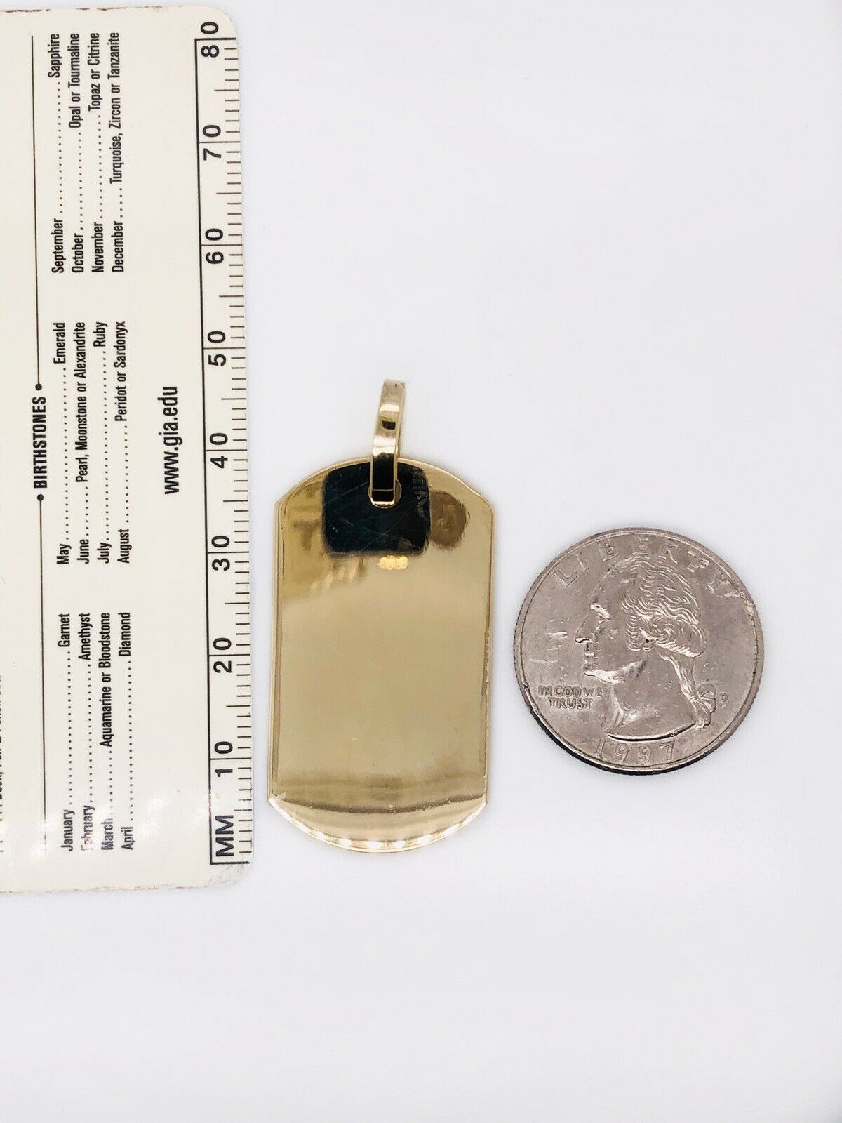 Mens 10K Solid Yellow Gold Custom Dog Tag Charm Pendant, 1.53", 8.8 Grams