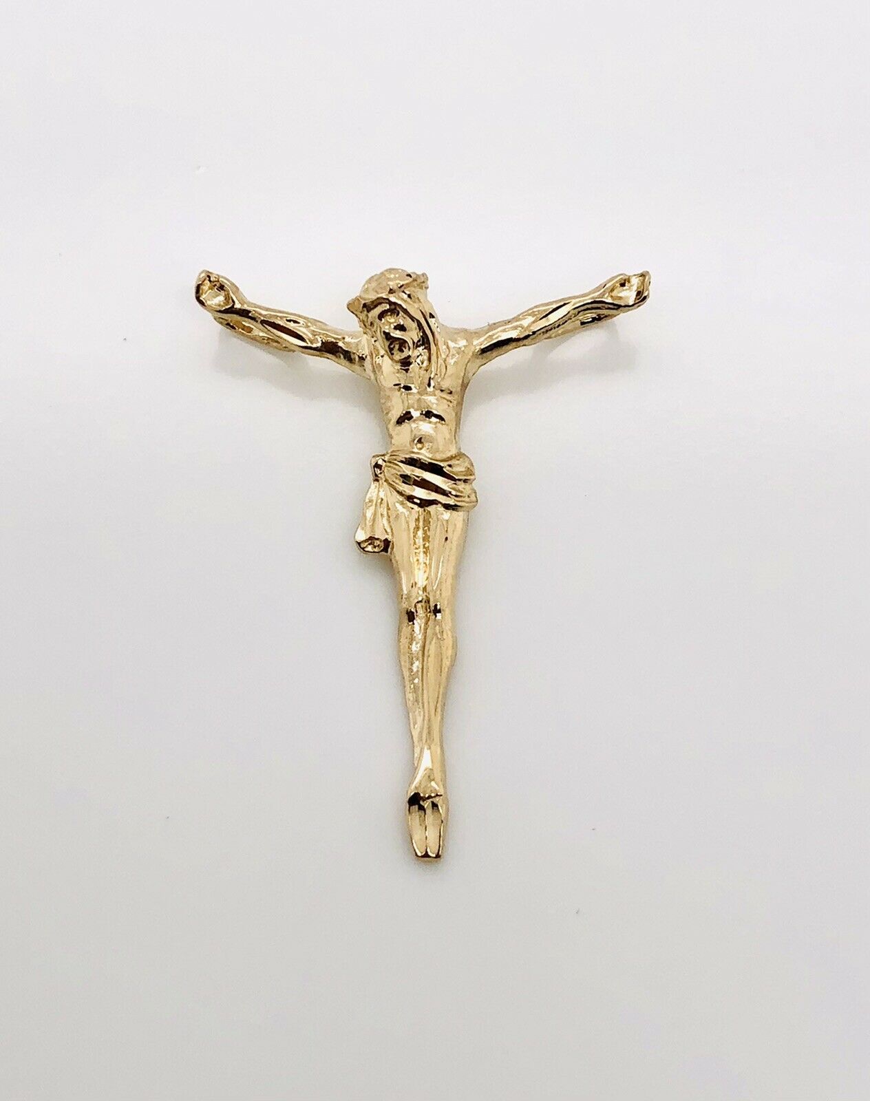 14k Yellow Gold Jesus Christ Open Hand Cross Crucifix Pendant Men/Women 1.26"
