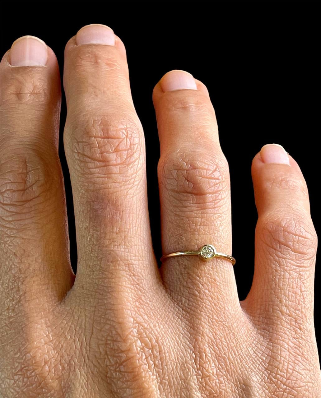 14k Yellow White Rose Gold Natural Diamond Bezel Set Diamond Solitaire Ring