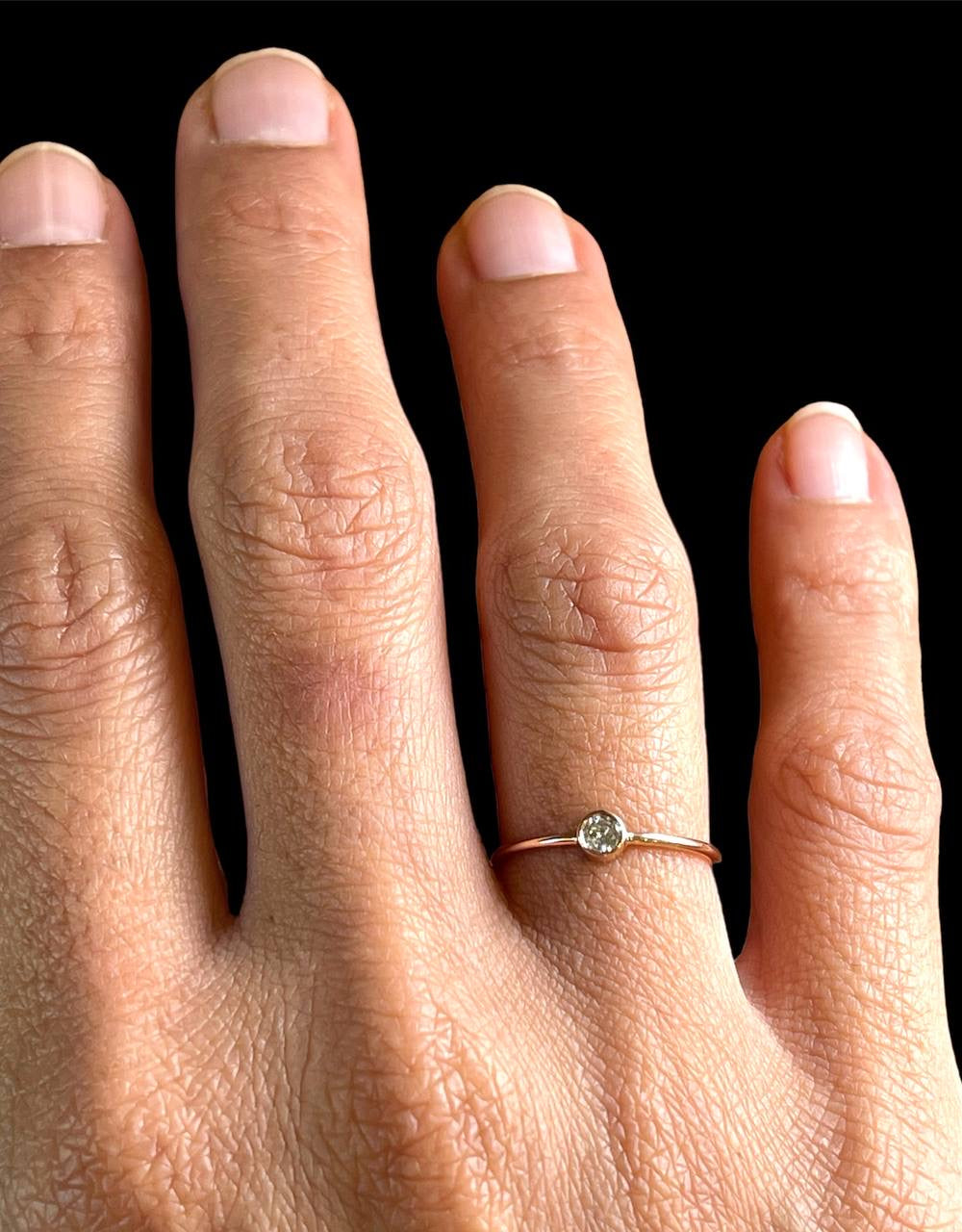 14k Yellow White Rose Gold Natural Diamond Bezel Set Diamond Solitaire Ring