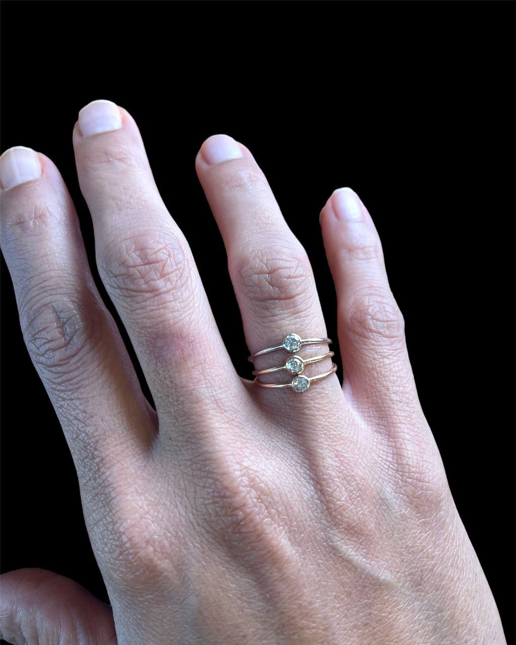 14k Yellow White Rose Gold Natural Diamond Bezel Set Diamond Solitaire Ring