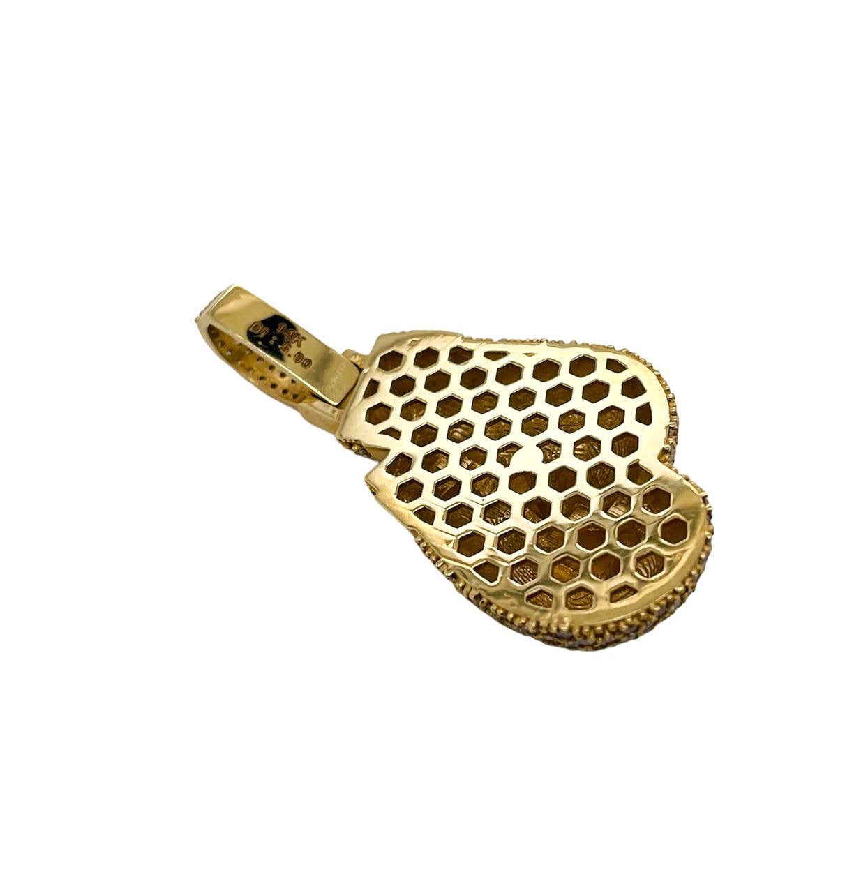 Mens 14k Solid Yellow Gold 5 TCW Natural Diamond Boxing Gloves Pendant VS2
