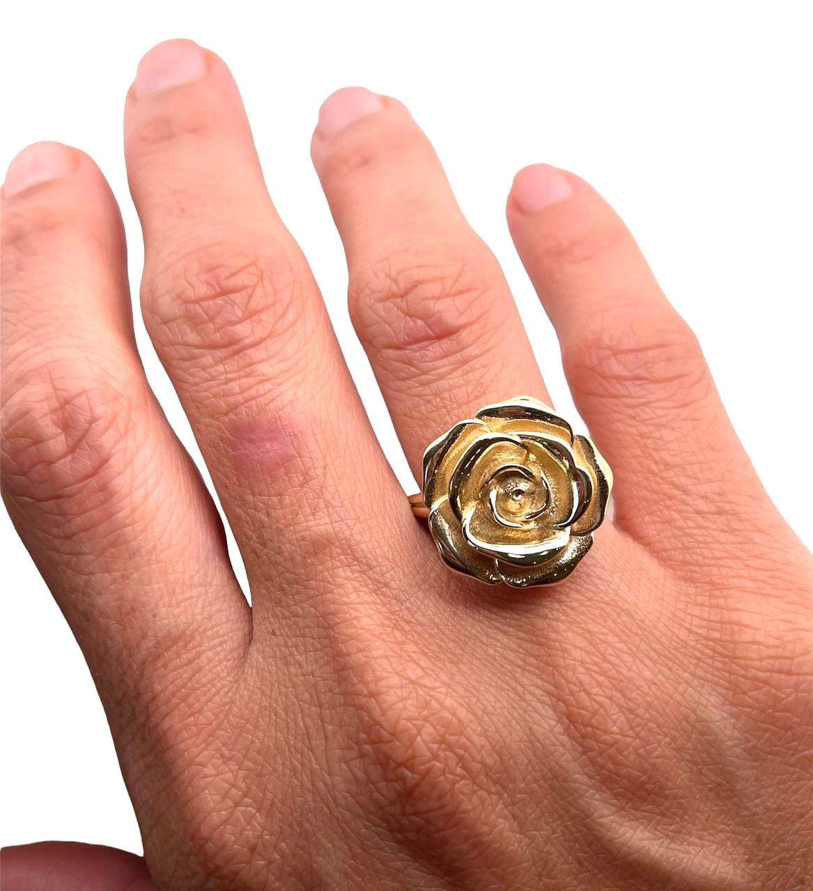 14K Solid Yellow and Rose Gold Rose Flower Women Ring 11.4 Grams
