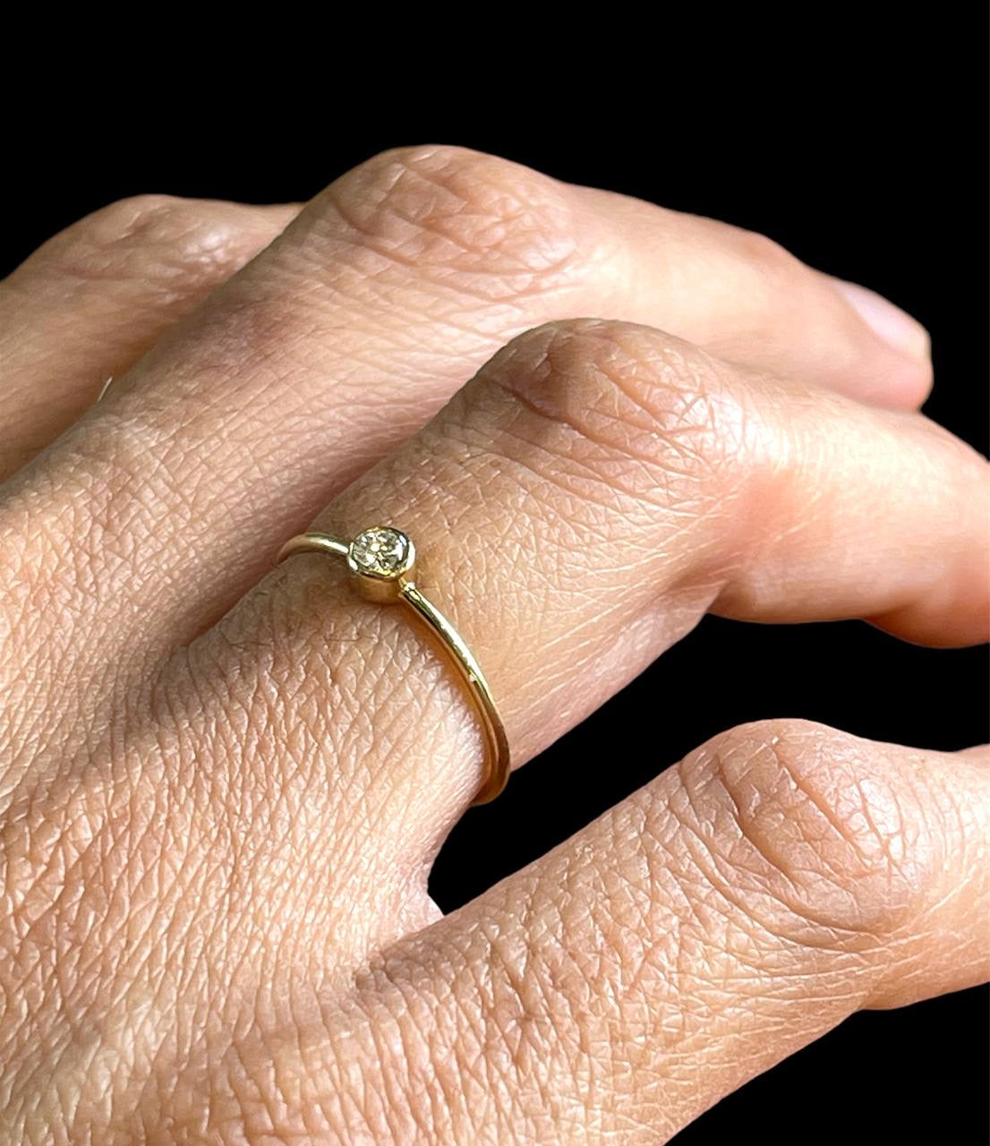 14k Yellow White Rose Gold Natural Diamond Bezel Set Diamond Solitaire Ring