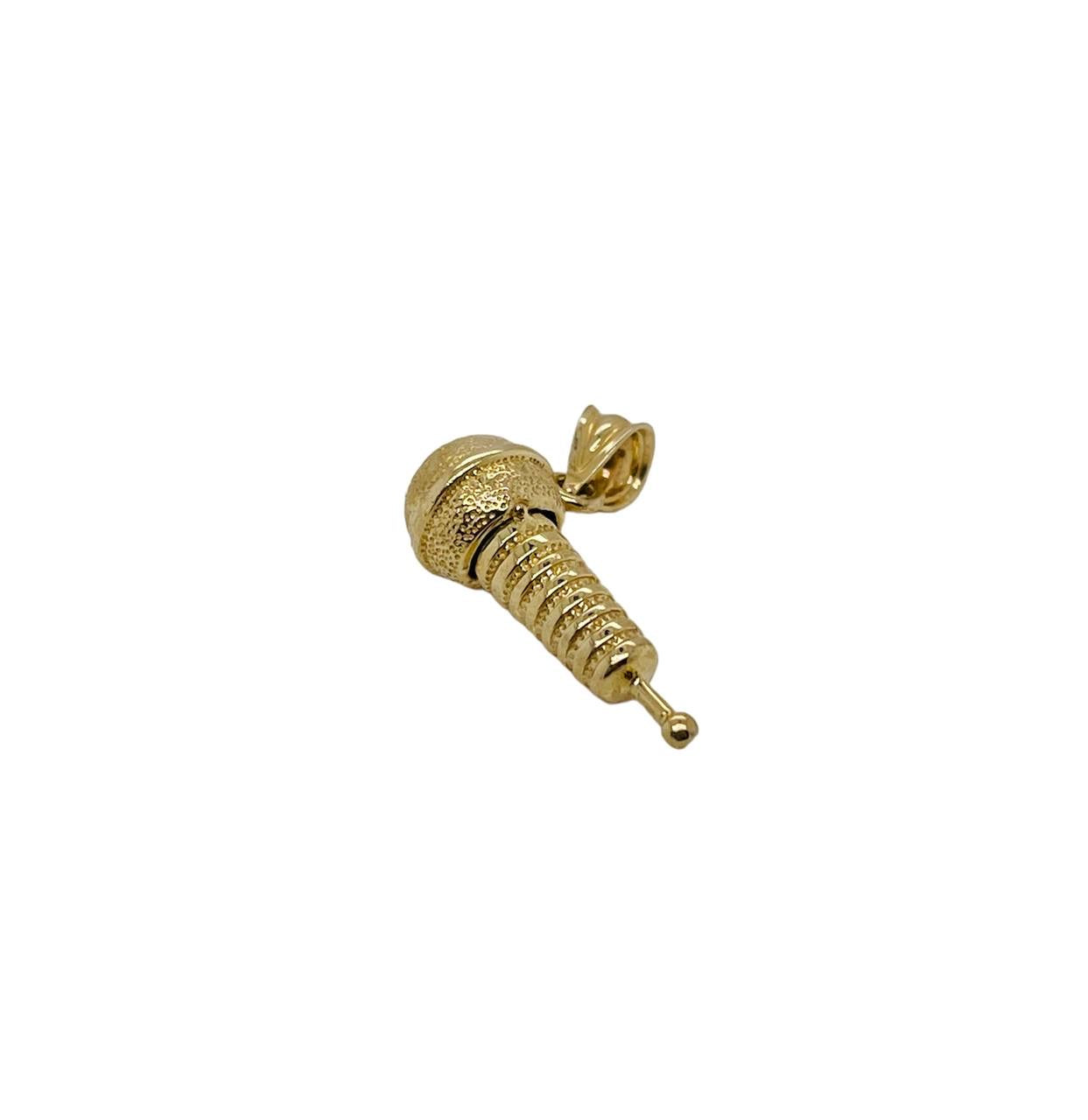 New 10k solid yellow Gold microphone Pendant singer music jewelry fine gift 2.9g