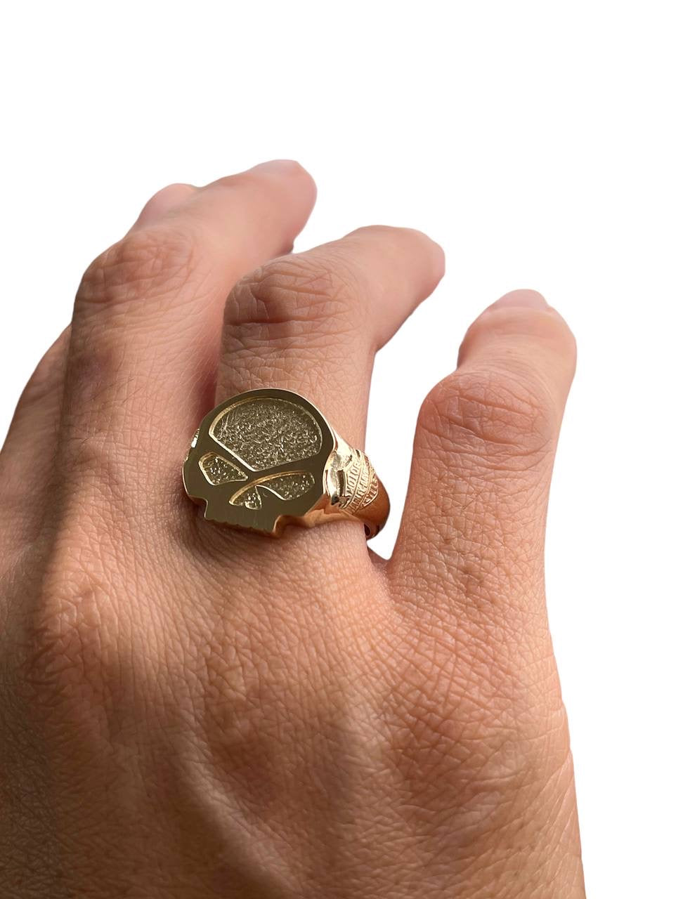 14k Solid Yellow Gold  Skull Mens Bikers Ring 12.1 Grams