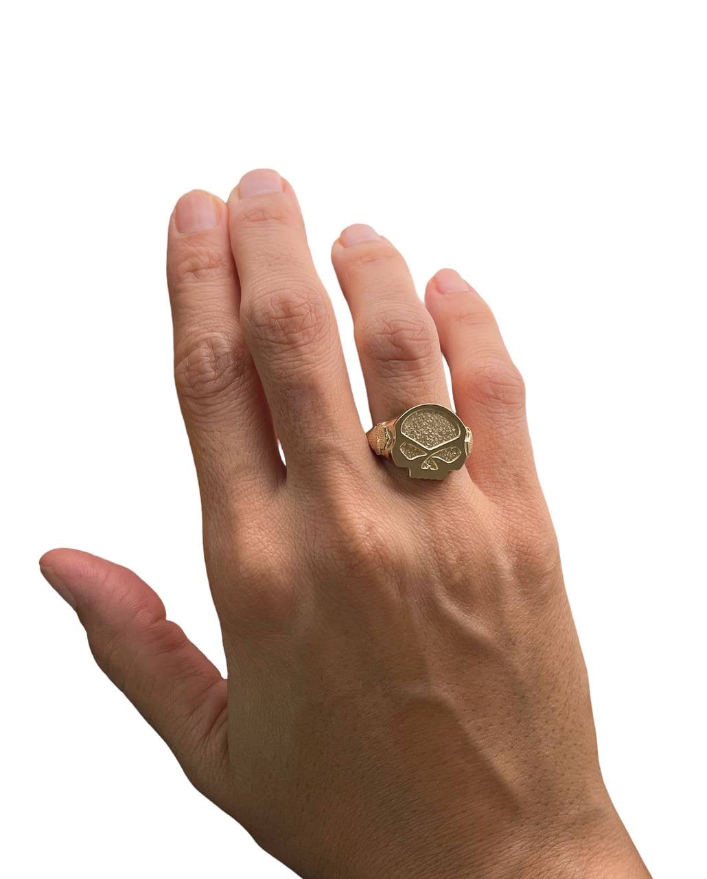 14k Solid Yellow Gold  Skull Mens Bikers Ring 12.1 Grams