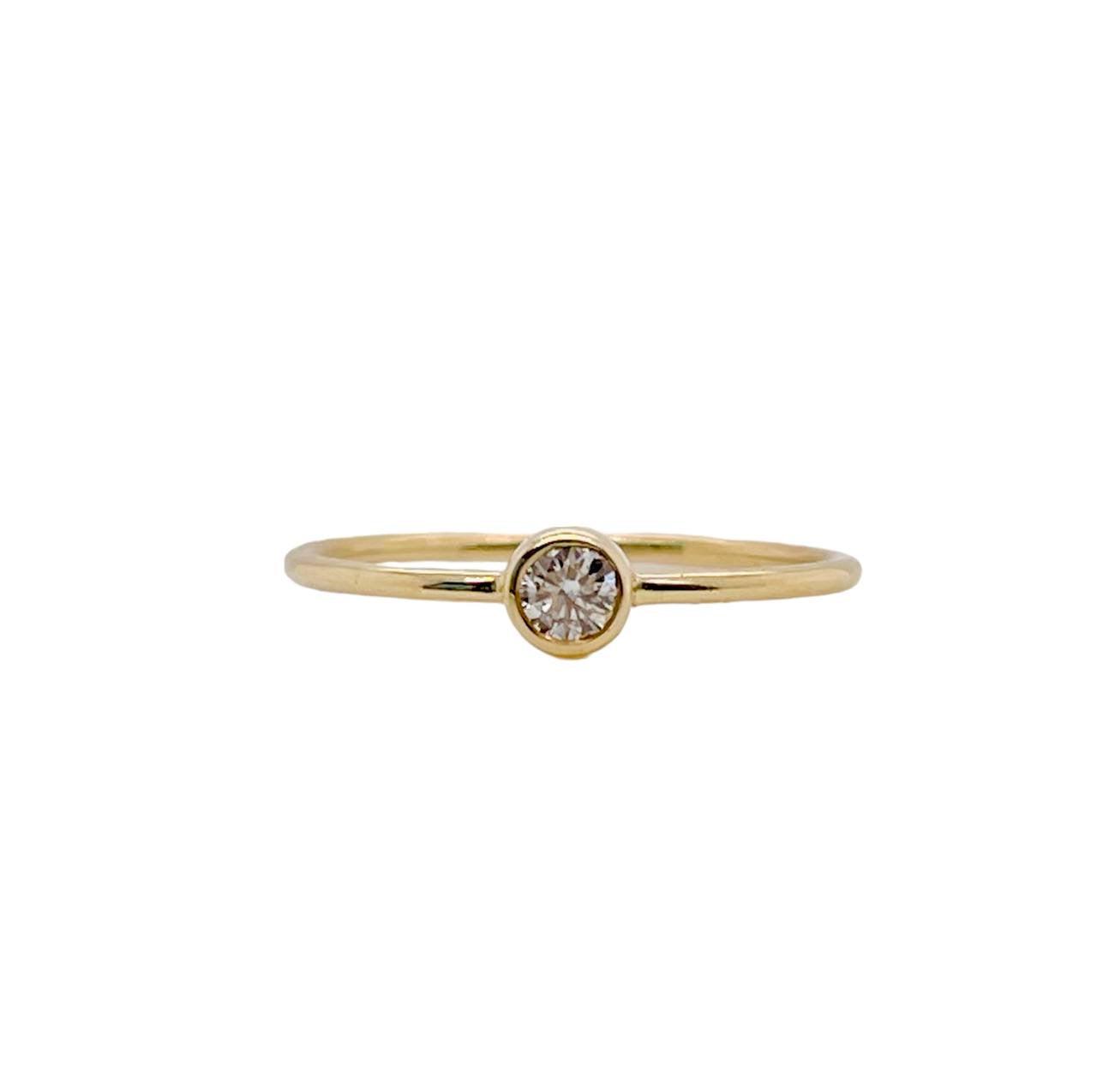 14k Yellow White Rose Gold Natural Diamond Bezel Set Diamond Solitaire Ring
