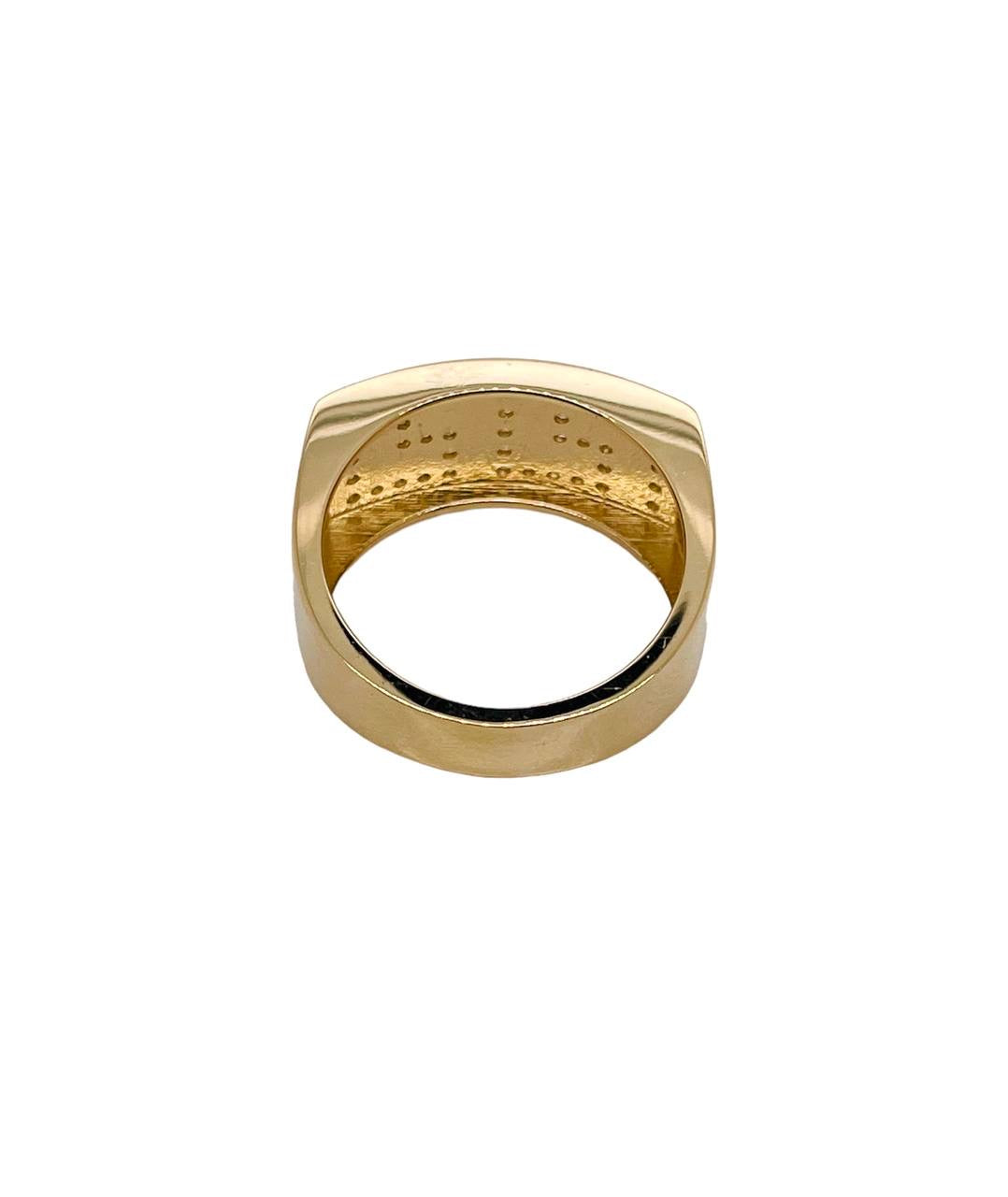 14K Solid Yellow Gold 0.52 Ct Natural Diamond Mens Greek Key Ring