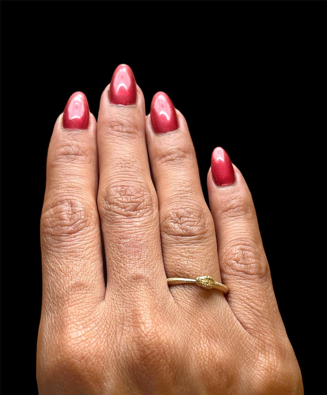 18k solid yellow gold ouroboros snake ring