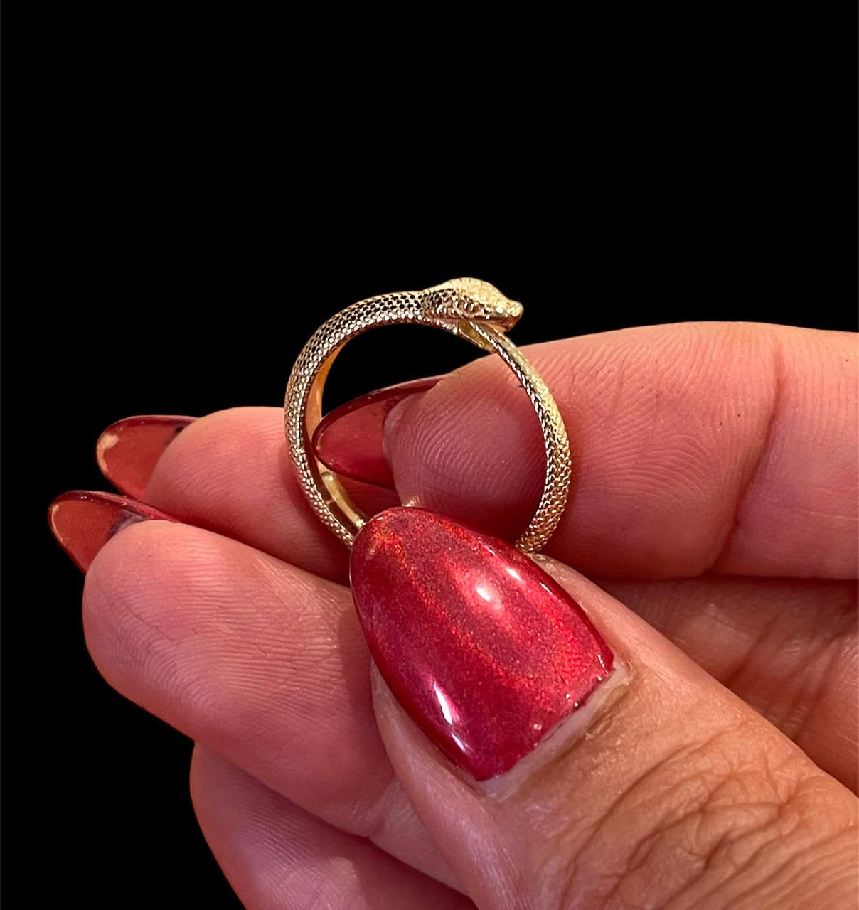 18k solid yellow gold ouroboros snake ring