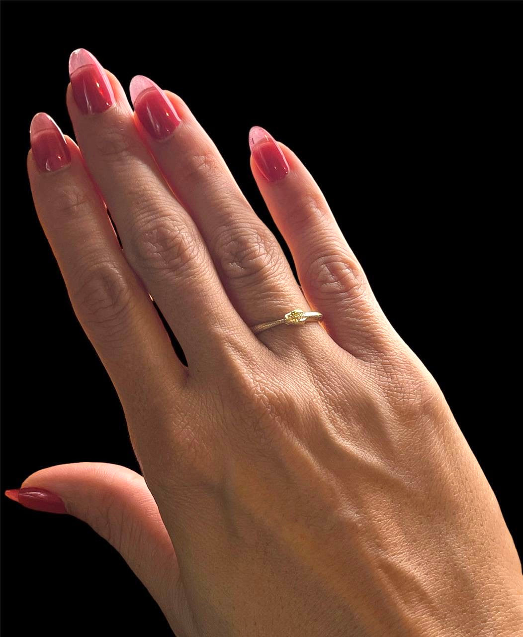 18k solid yellow gold ouroboros snake ring