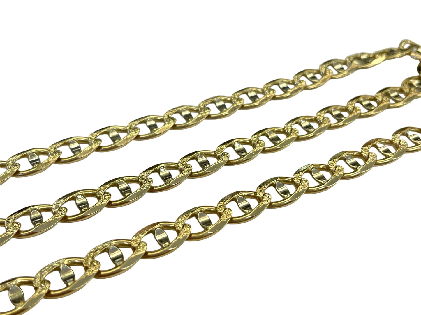 Mens 14k Solid Yellow Gold Anchor Mariner Link Chain Necklace 6.5 MM, 24.5 in 36.6 grams