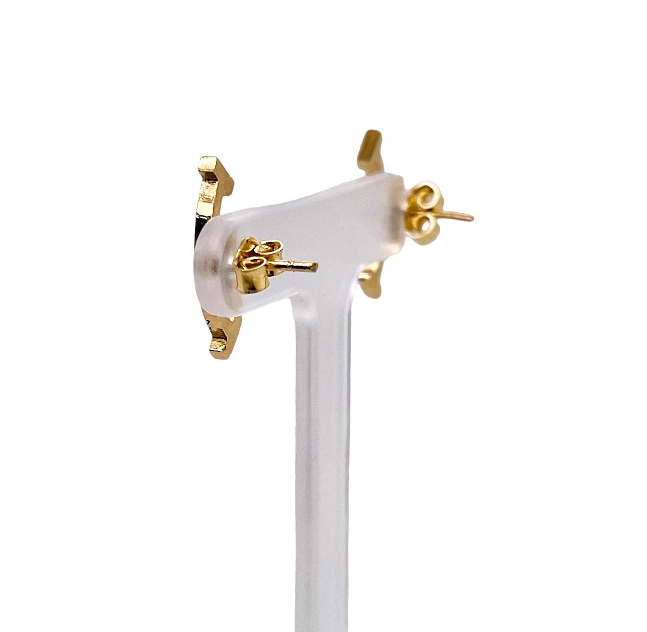 14k Solid yellow gold T-Bar Balance in Life Stud Earrings