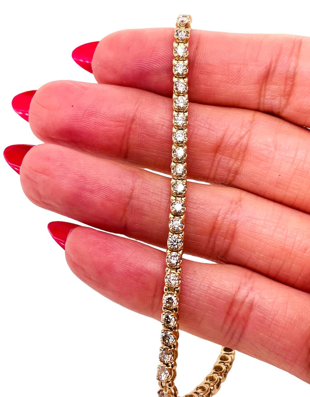 10k Solid Yellow Gold 3.2 Ct Natural Diamond Tennis Bracelet 7 in
