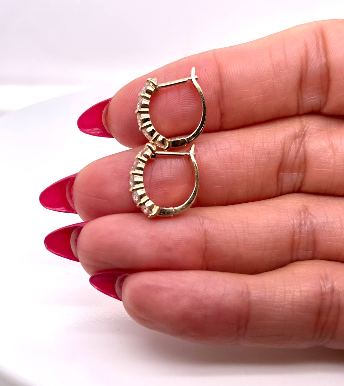 14k Yellow Gold 1.08 Ct Natural Diamond Huggie Earrings