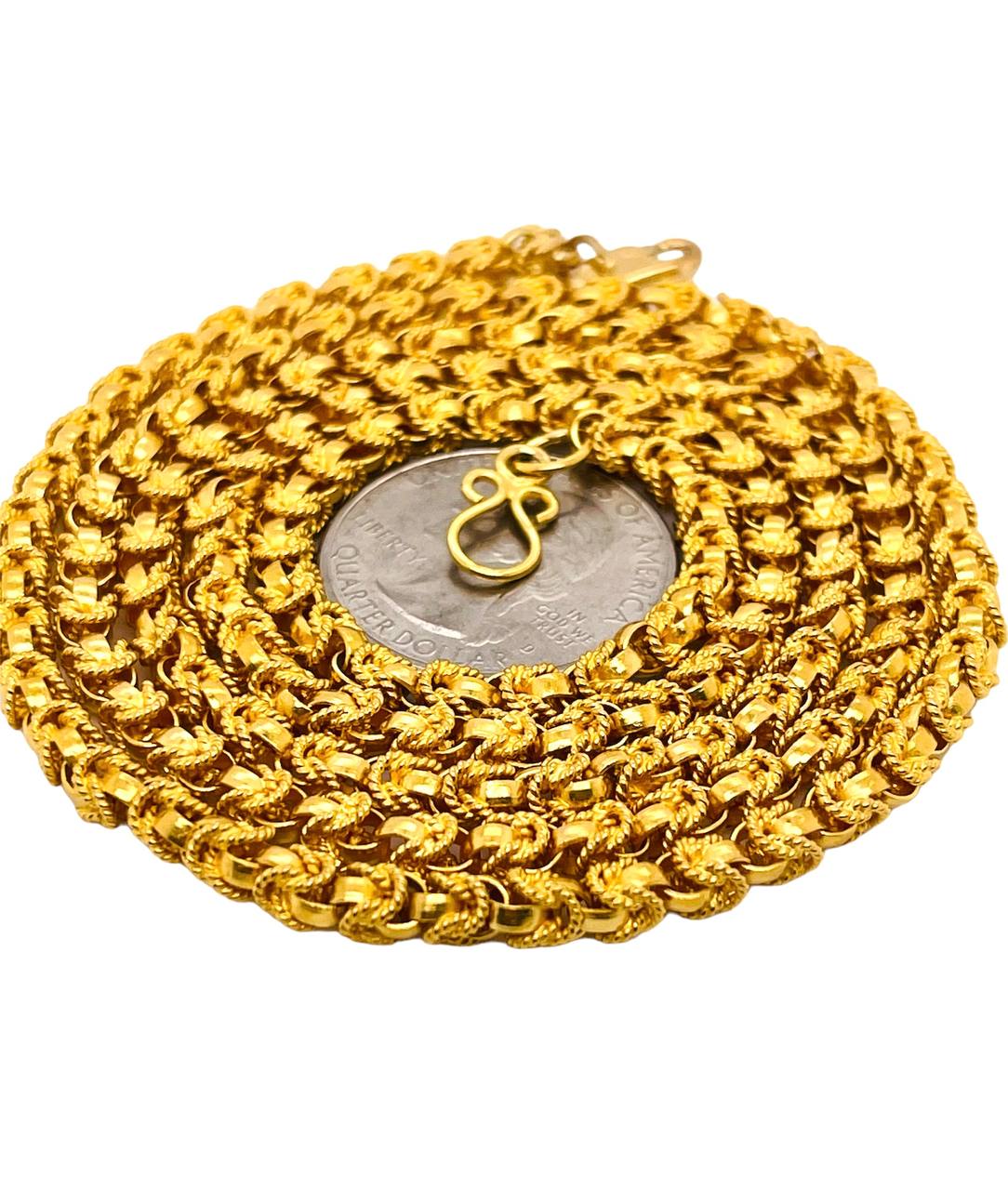 Vintage Hand made 18k Solid Yellow Gold Yazdi Chain Necklace 31 in 60.2 grams