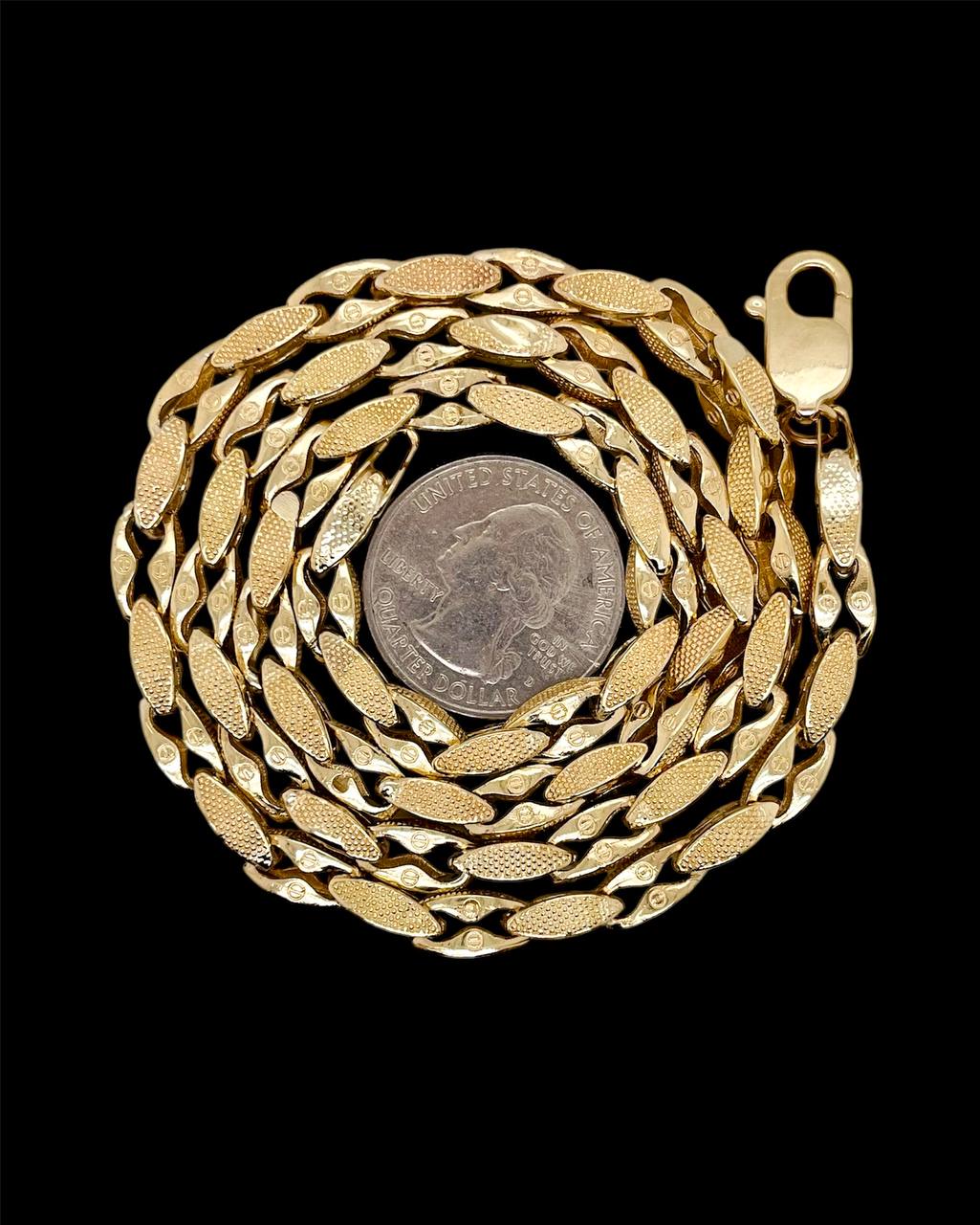 Mens 14k Solid Gold Fancy Link Chain Necklace Screw Design 6 mm 22 in 45.7 grams