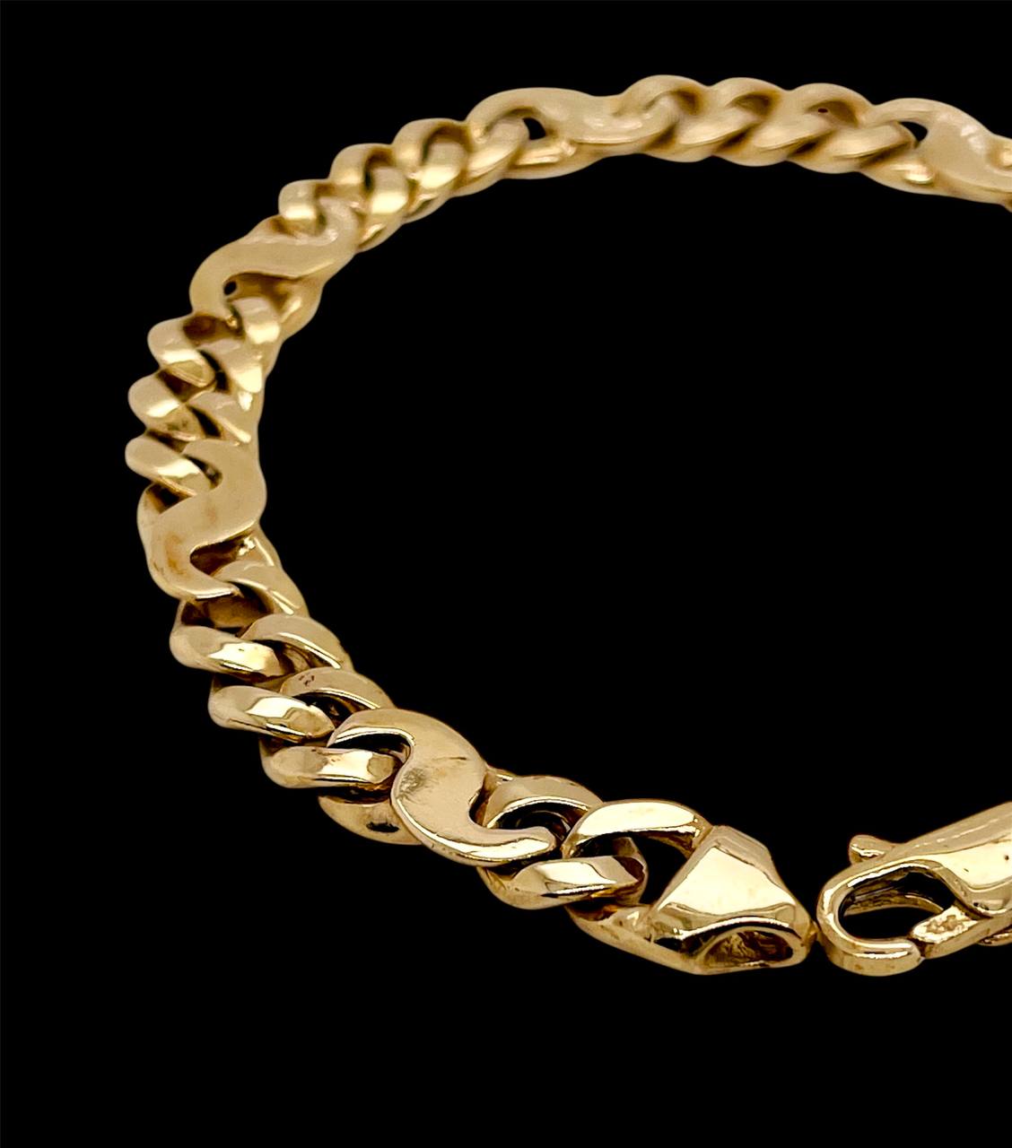 29.5 Grams 14k Solid Yellow Gold Mens Anchor Mariner Curb Bracelet 8 MM 8.5 in