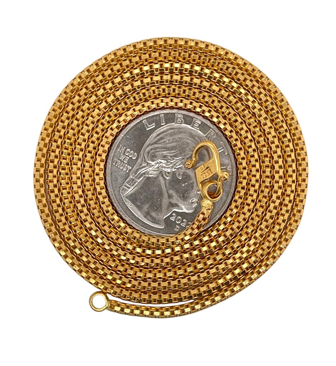 22k Real Yellow Gold Mens Round Box Chain Necklace 31 in 20.3 Grams