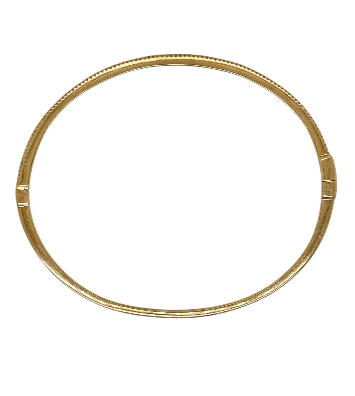 14k Yellow Gold 0.50 Ct Natural Diamond Half Eternity Hinged Bangle Bracelet