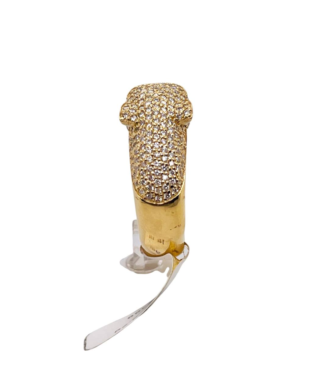 14k Solid Gold 1.5 ct Natural Diamond Panther Leopard Ring Ruby Eyes