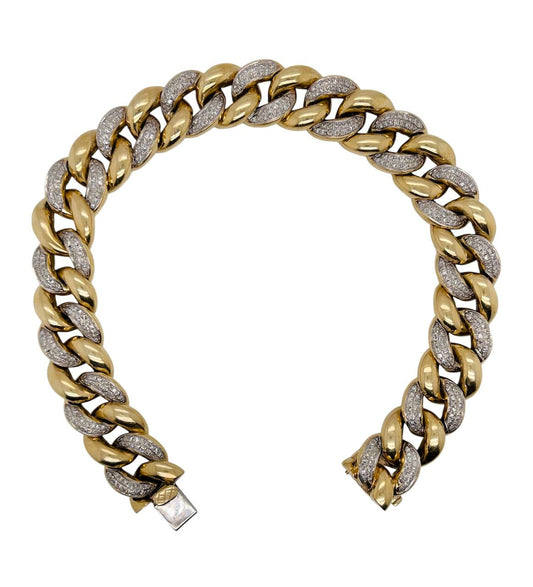 47.7 Gr 10k Solid Gold 1.5 Ct Natural Diamond Mens Miami Cuban Link Bracelet 12.7 MM 8.5 in